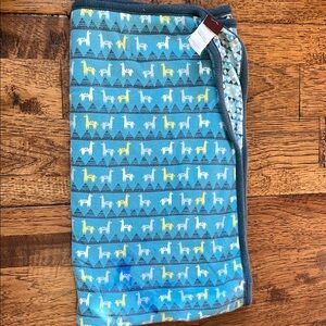 Llama Print Baby Blanket - Blue